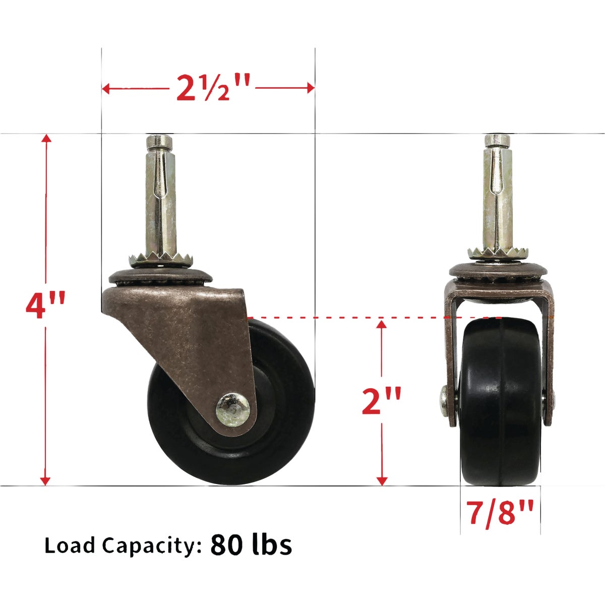 Super Sliders 2 In. Rubber Stem Caster (2-Pack) Image 5