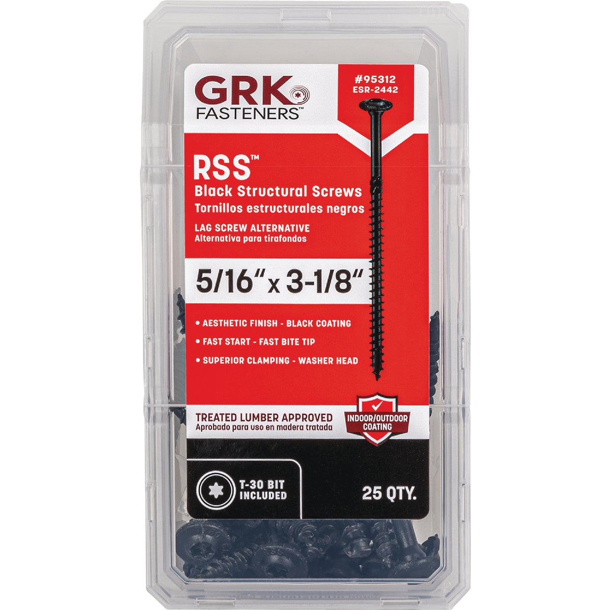 GRK RSS 5/16 In. x 3-1/8 In. Star Drive Washer-Head Black Structure Screw (25-Count) Image 2