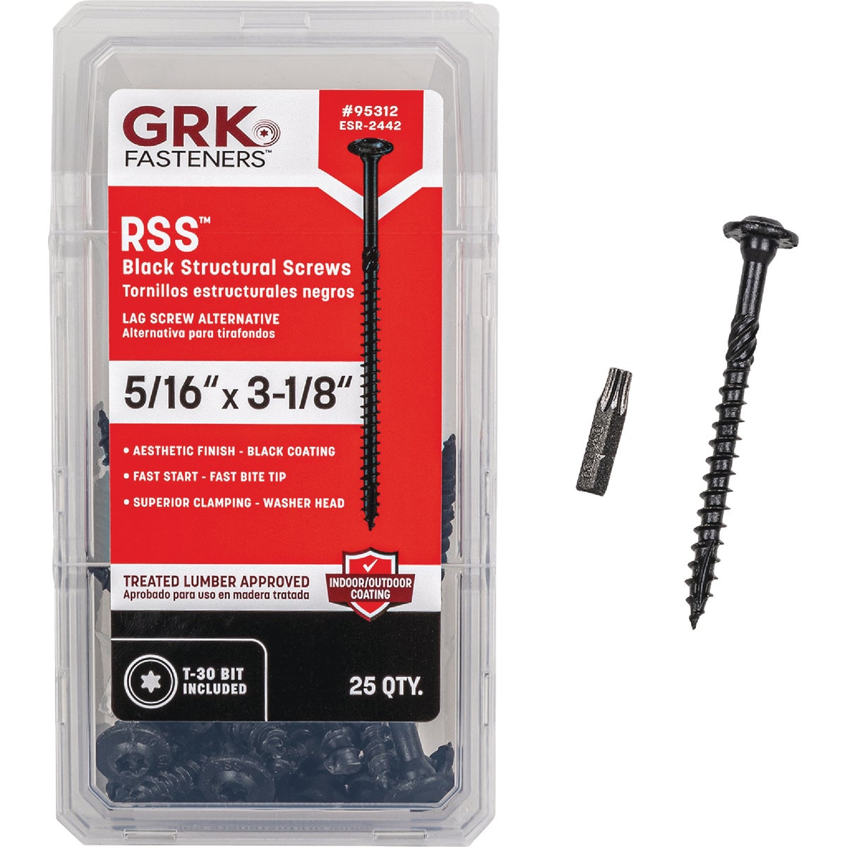 GRK RSS 5/16 In. x 3-1/8 In. Star Drive Washer-Head Black Structure Screw (25-Count)