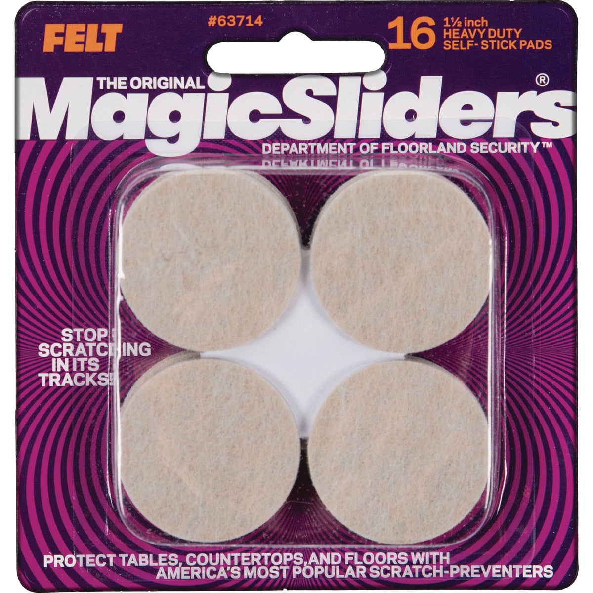 Magic Sliders 1-1/2 In. Round Oatmeal Self-Adhesive Heavy-Duty Furniture Pad (16-Pack) Image 1