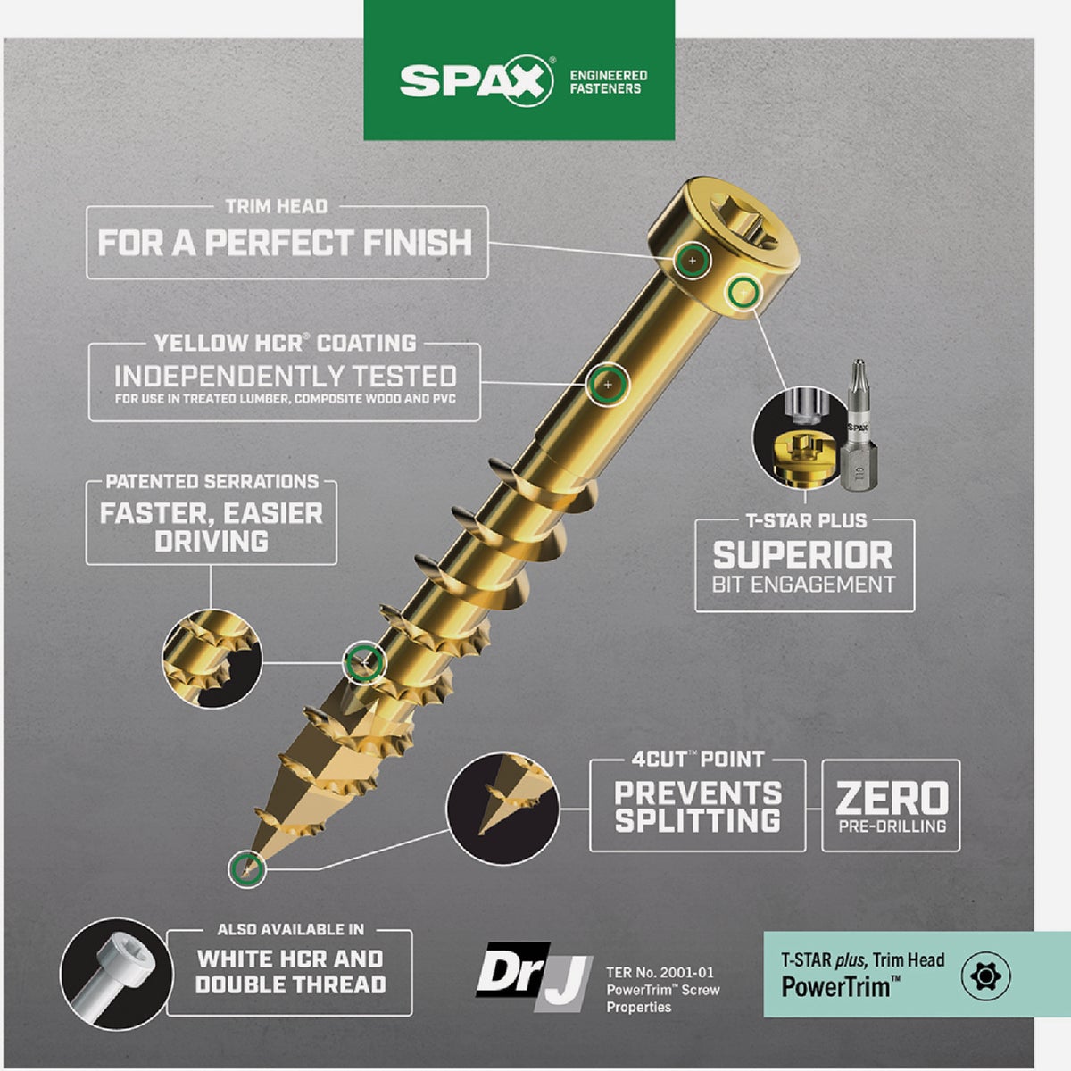 SPAX #8 x 2-1/2 In. T10 Plus Cylindrical Head HCR (Exterior Rated) Yellow Trim Screw (100-Count) Image 3