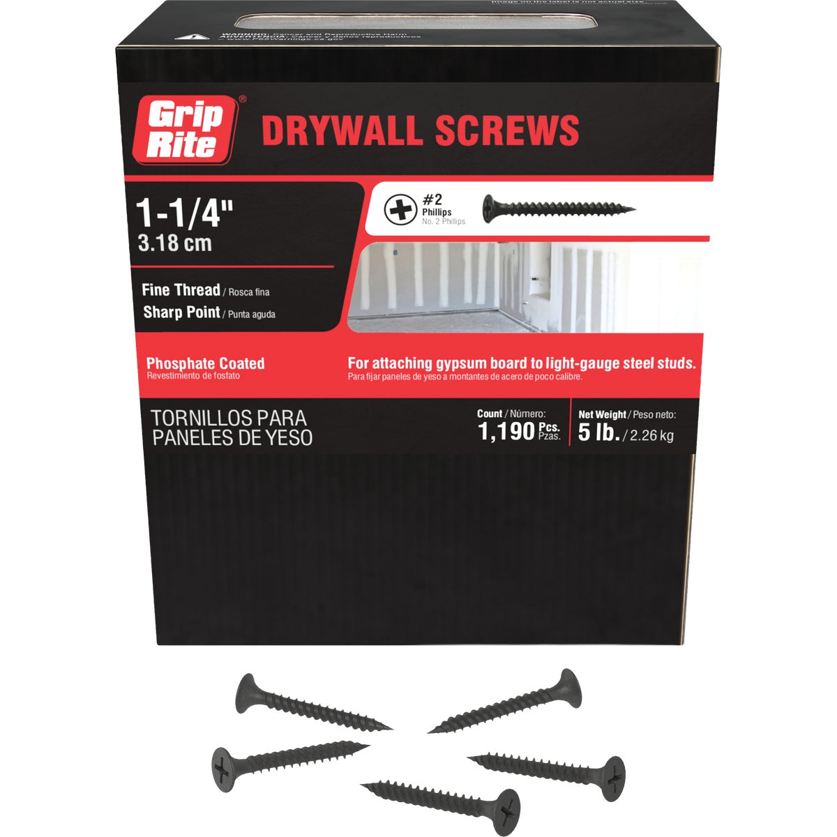 Grip-Rite #6 x 1-1/4 In. Fine Thread Multipurpose Drywall Screw (5 Lb.) Image 1