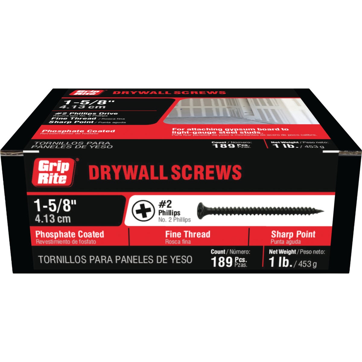 Grip-Rite #6 x 1-5/8 In. Fine Thread Multipurpose Drywall Screw (1 Lb.) Image 2