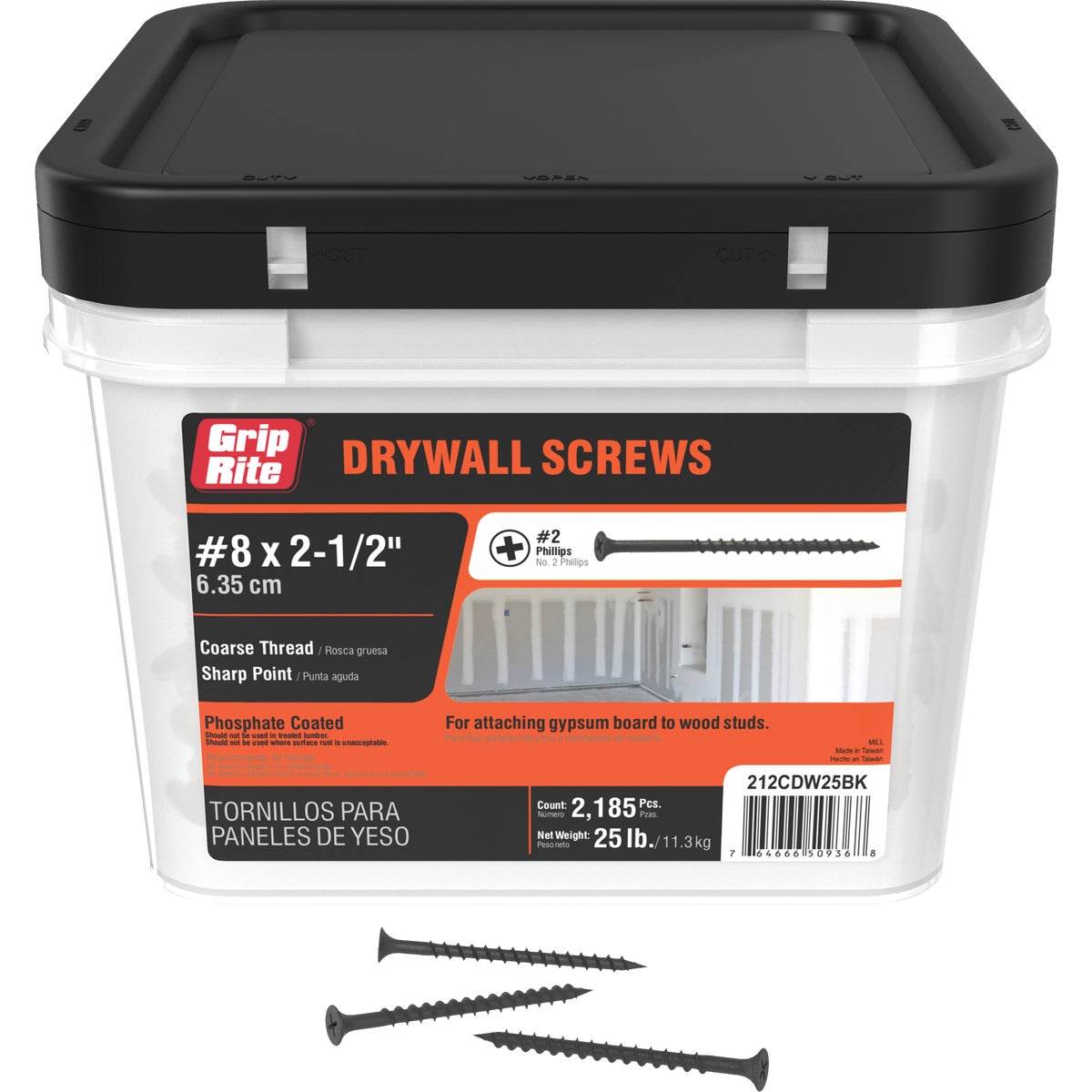 Grip-Rite 2-1/2 In. x 8 ga #2 Phillips Bugle Head Drywall Screw (2975-Count) Image 1