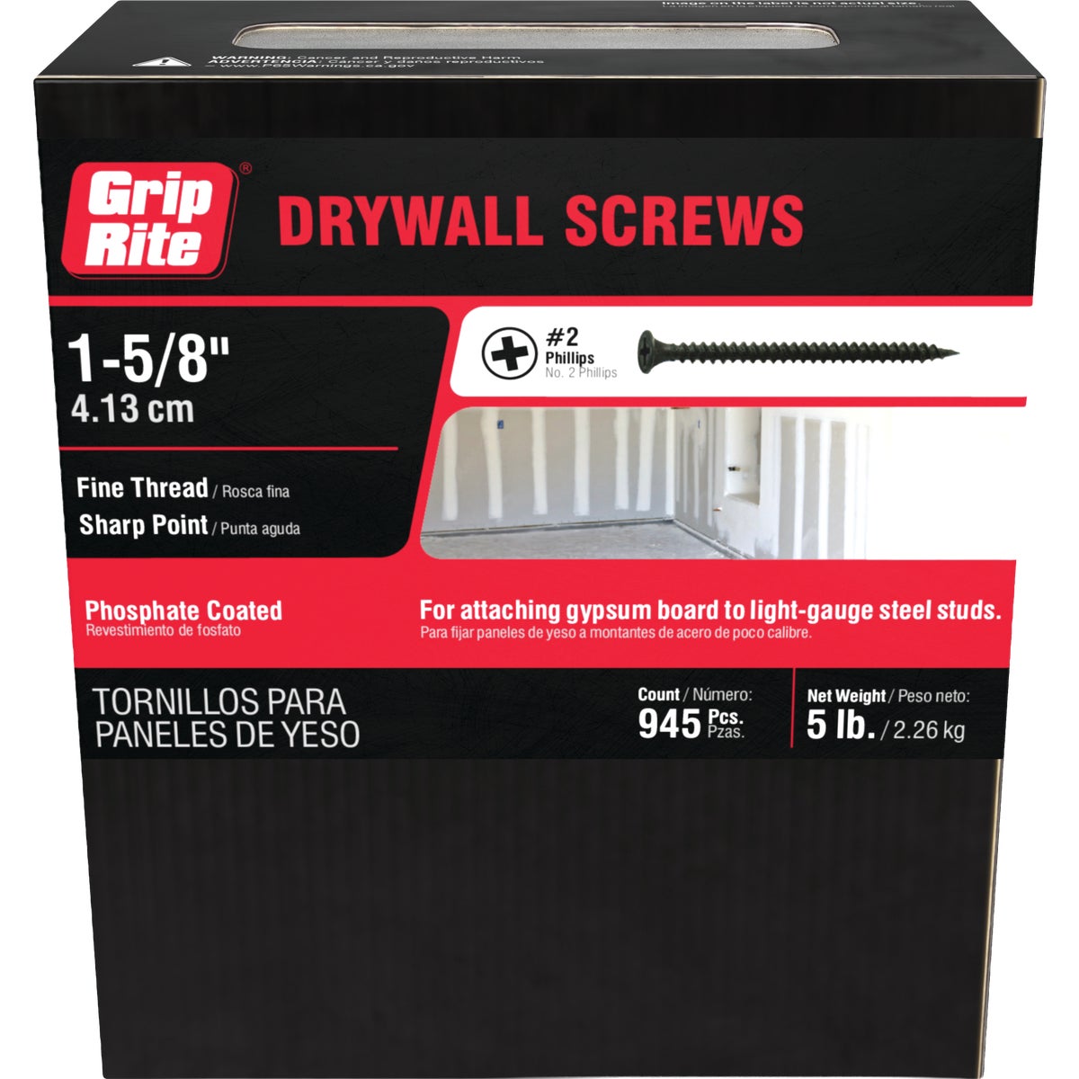 Grip-Rite #6 x 1-5/8 In. Fine Thread Multipurpose Drywall Screw (5 Lb.) Image 2
