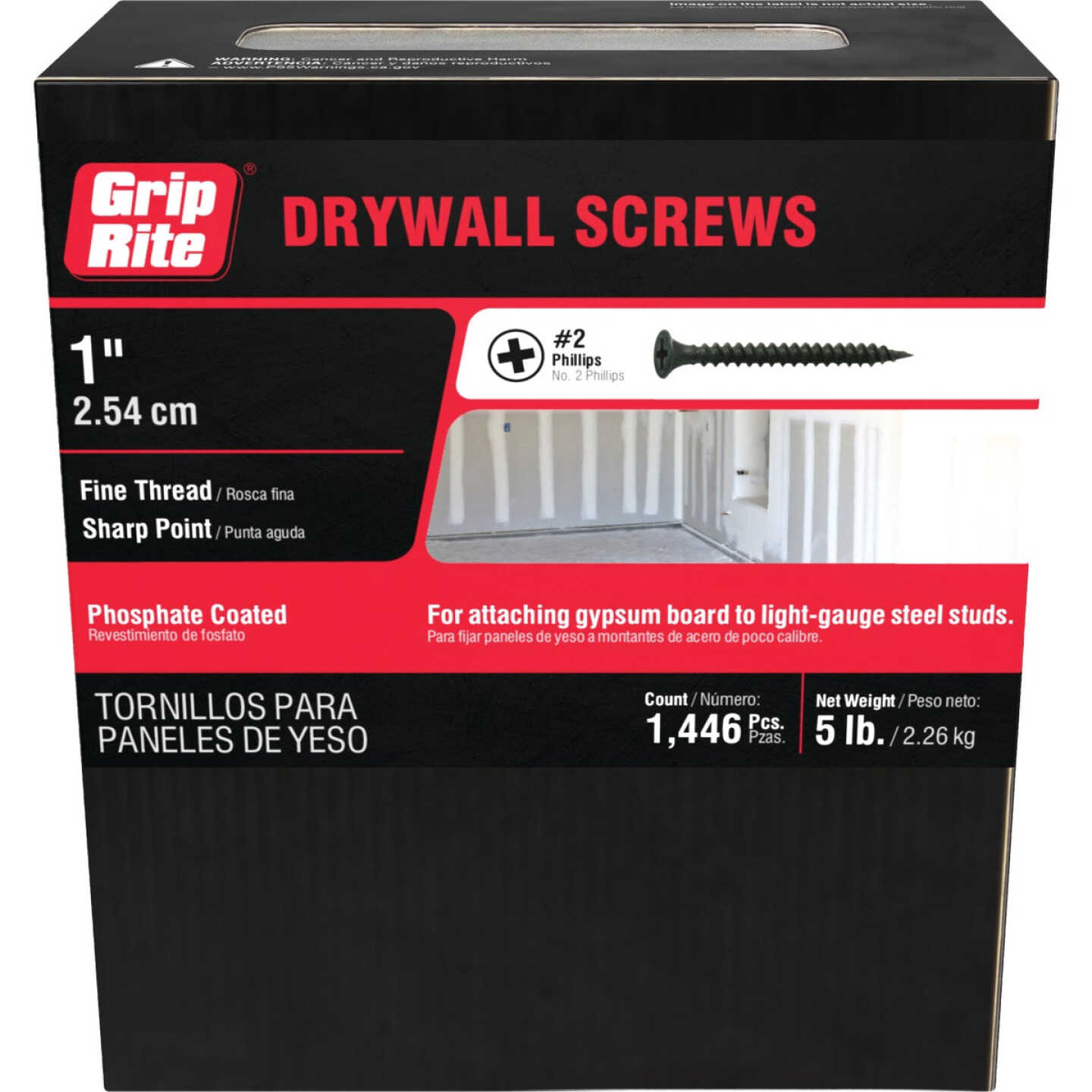 Grip-Rite #6 x 1 In. Fine Thread Multipurpose Drywall Screw (5 Lb.) Image 2