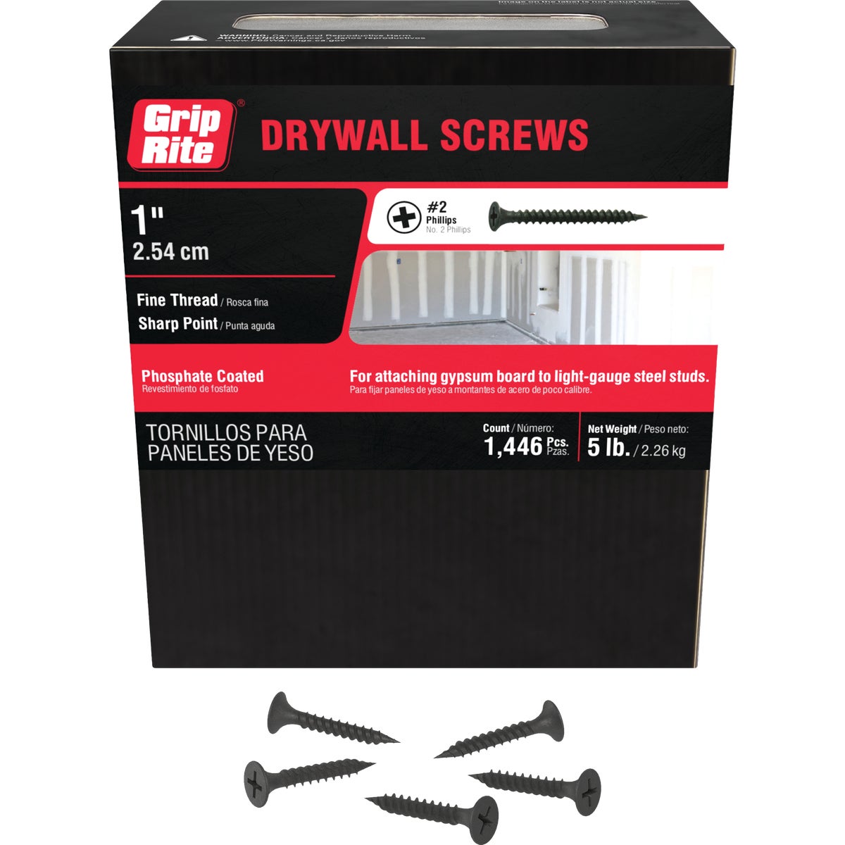Grip-Rite #6 x 1 In. Fine Thread Multipurpose Drywall Screw (5 Lb.)