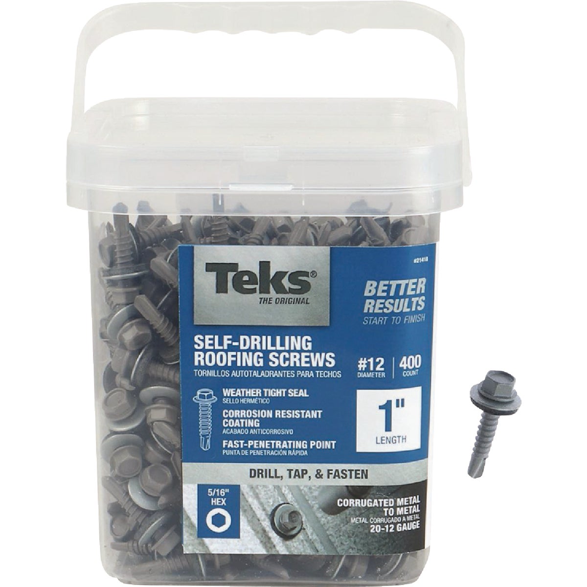Teks #12 x 1 In. Hex Washer Head Self-Drilling Metal to Metal Roofing Screw (400-Count) Image 1