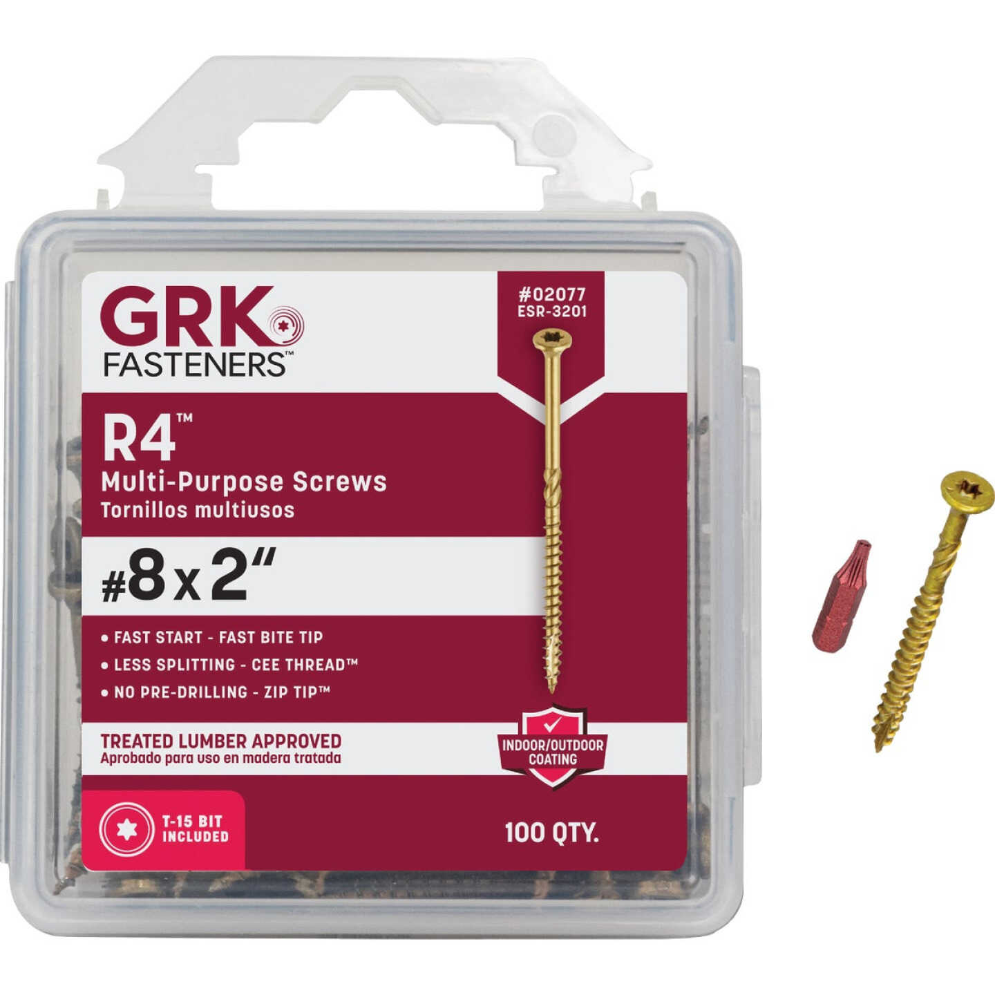 GRK R4 #8 x 2 In. Star Drive Multi-Purpose Wood Screw (100-Count) Image 1