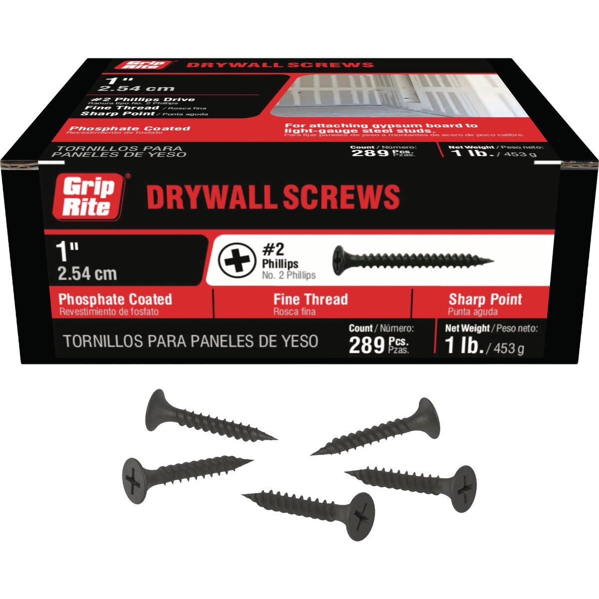 Grip-Rite 1 In. x 6 ga Fine Thread Multipurpose Drywall Screw (289-Count)
