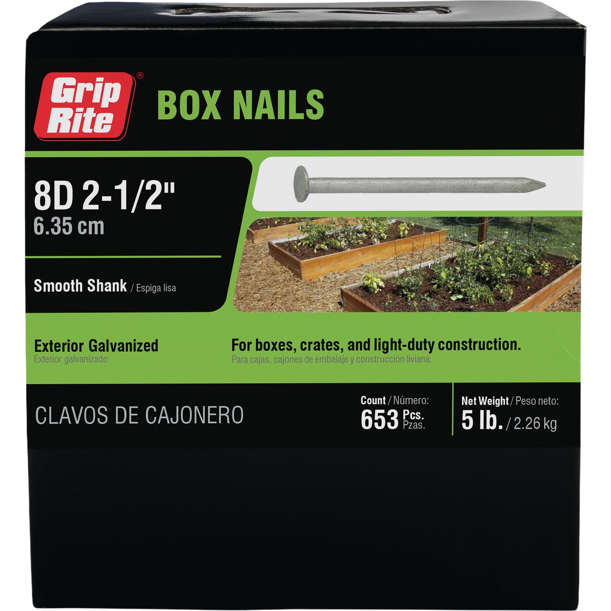 Grip-Rite 2-1/2 In. x 11-1/2 ga x 8d Hot Galvanized Box Nails (725-Count) Image 1