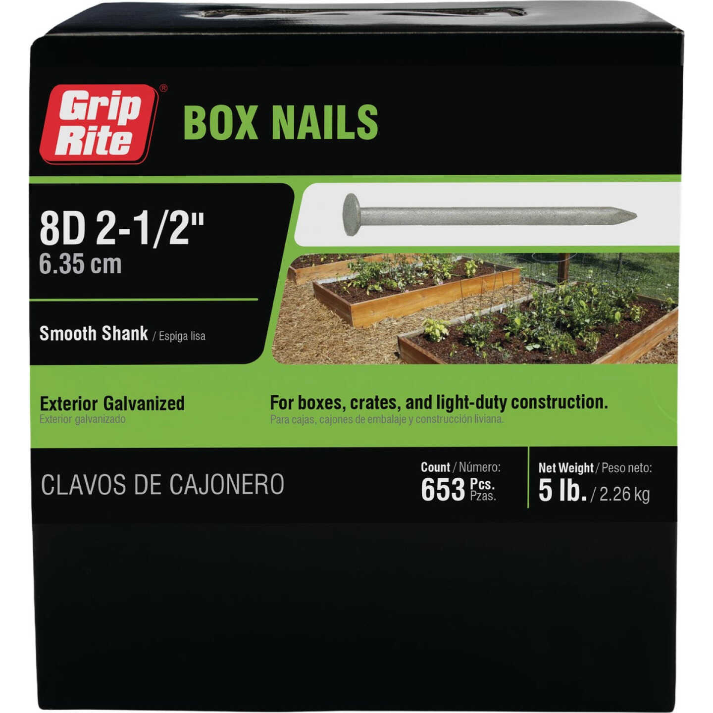 Grip-Rite 2-1/2 In. x 11-1/2 ga x 8d Hot Galvanized Box Nails (725-Count) Image 1