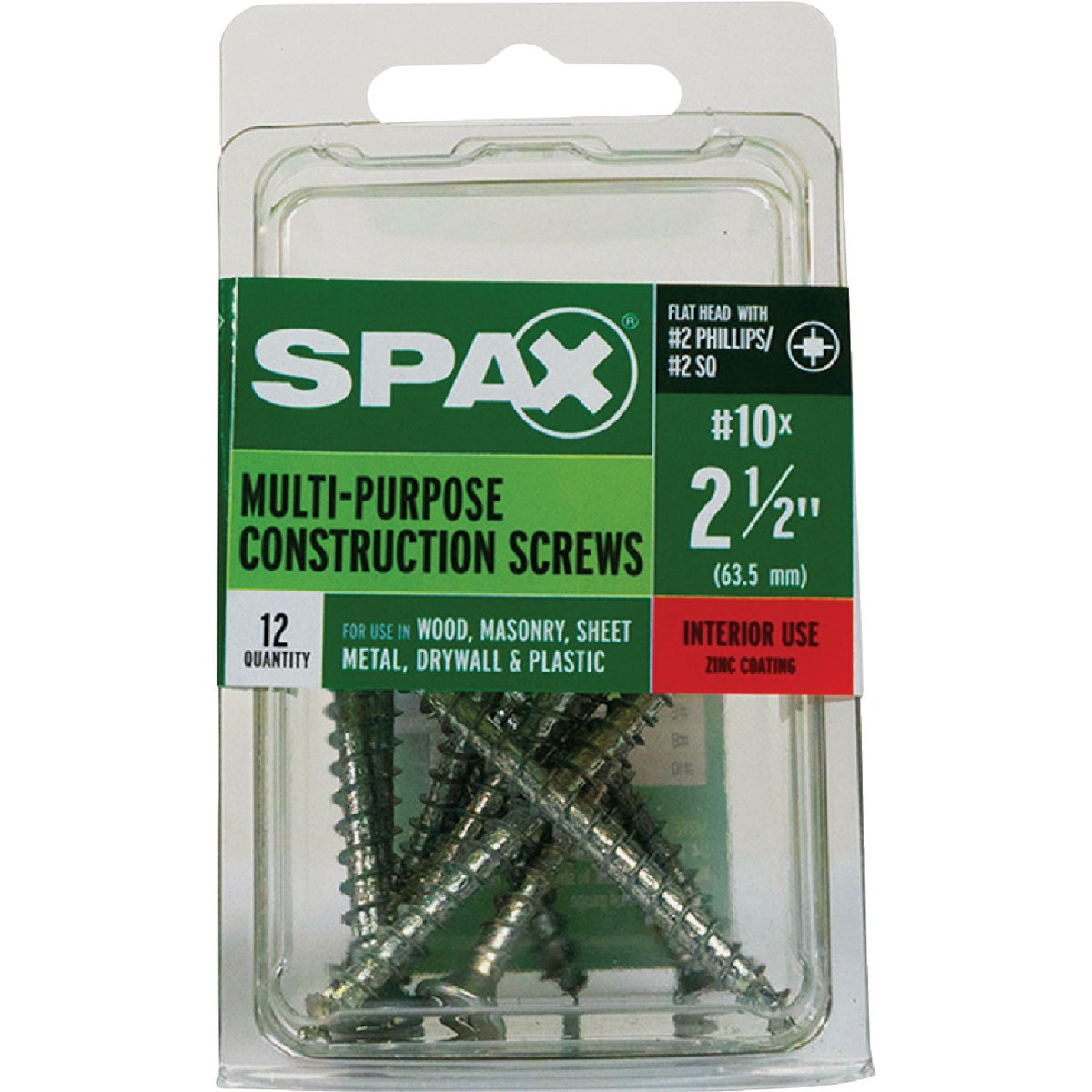 SPAX #10 x 2-1/2 In. Unidrive (Combo Drive) Flat Head Zinc (Interior) Multi-Purpose Construction Screw (12-Count) Image 4