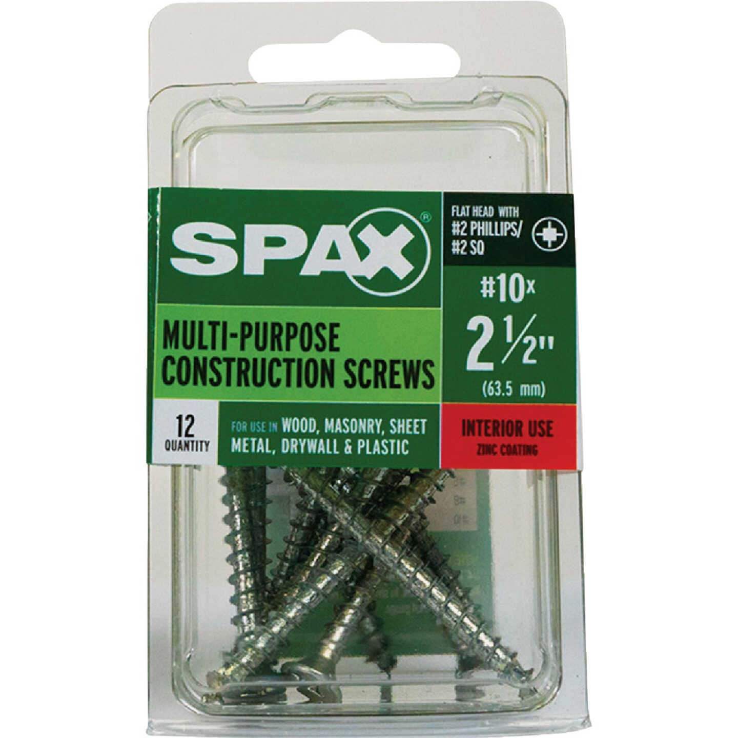 SPAX #10 x 2-1/2 In. Unidrive (Combo Drive) Flat Head Zinc (Interior) Multi-Purpose Construction Screw (12-Count) Image 4