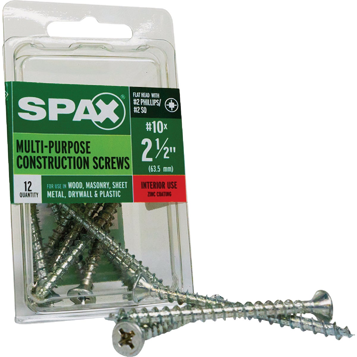 SPAX #10 x 2-1/2 In. Unidrive (Combo Drive) Flat Head Zinc (Interior) Multi-Purpose Construction Screw (12-Count) Image 6