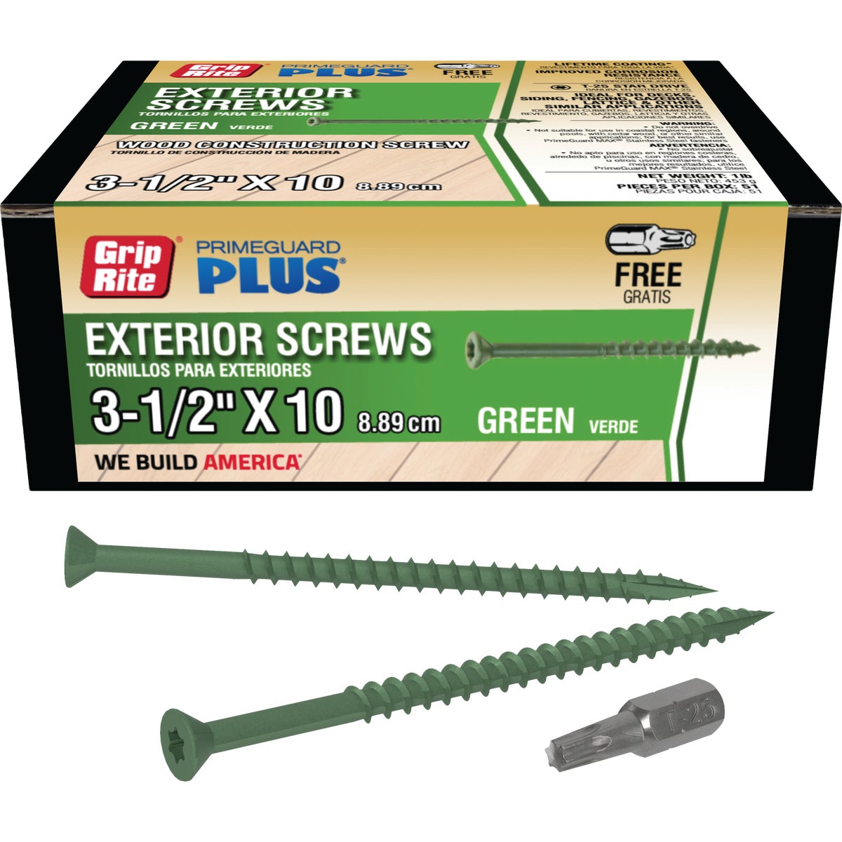 Grip-Rite PrimeGuard Plus 3-1/2 In. x 10 ga Star Drive Green Self-Drilling Exterior Screw (1 Lb.) Image 1