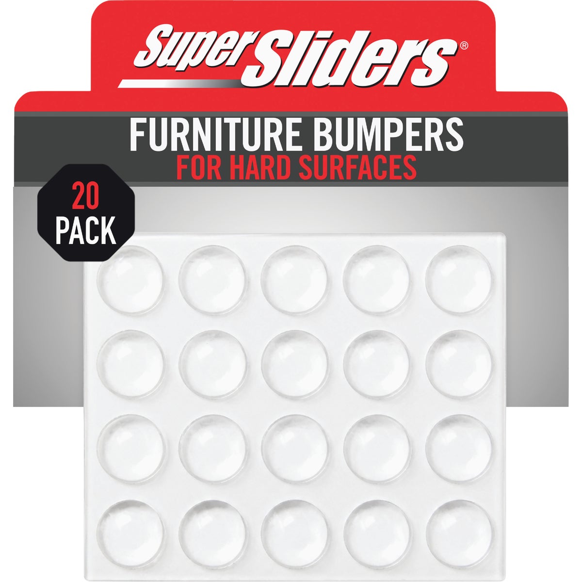 Super Sliders 3/8 In. Clear Round Furniture Wall Bumper (20-Pack)