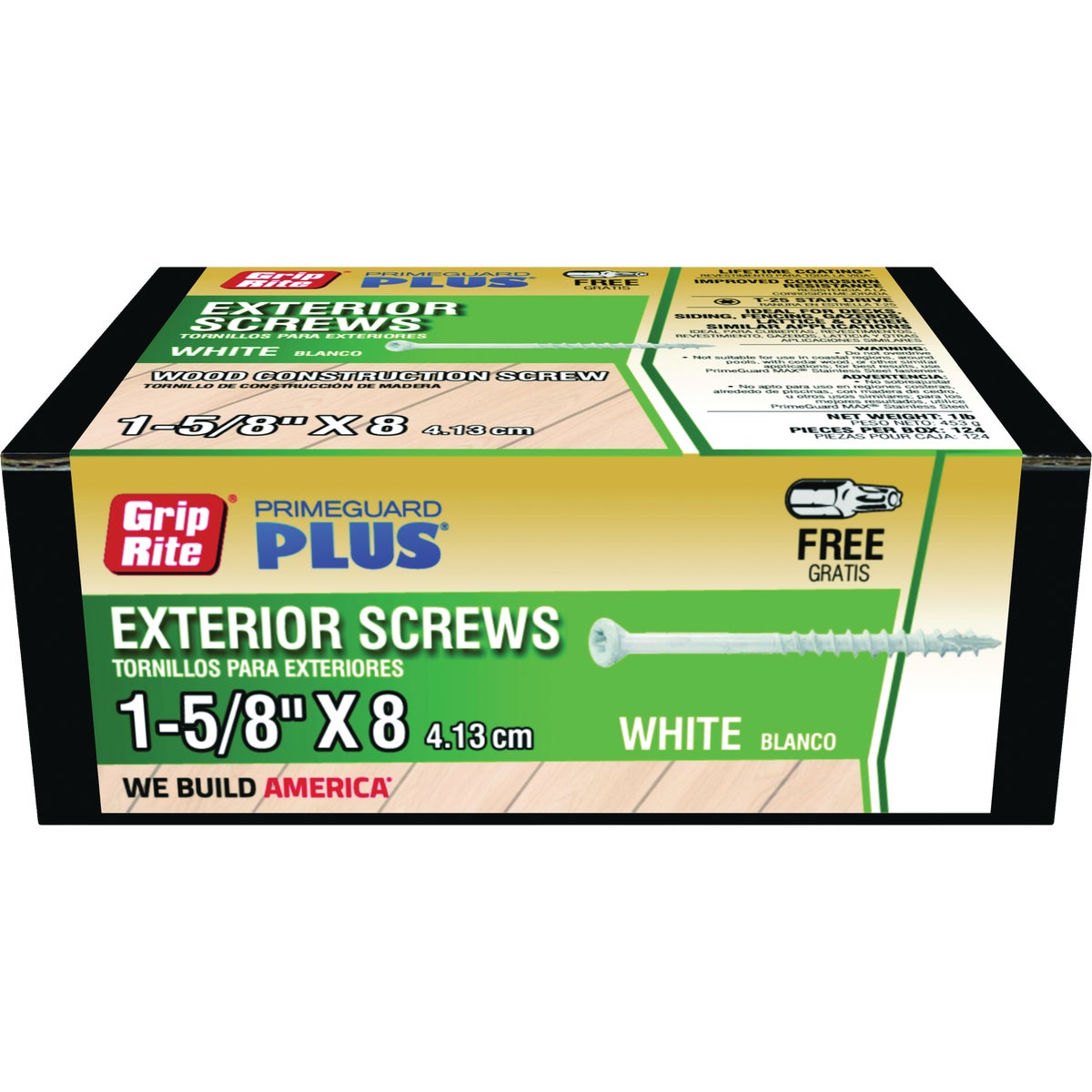 Grip-Rite PrimeGuard Plus #8 x 1-5/8 In. Star Drive White Self-Drilling Exterior Screw (1 Lb.)