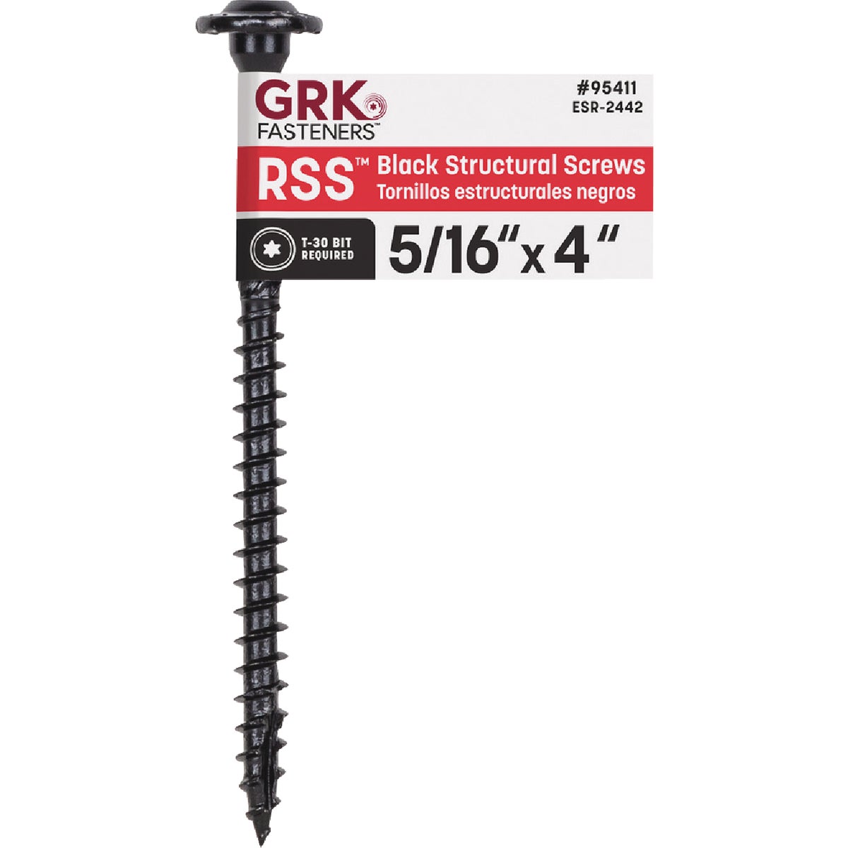 GRK RSS 5/16 In. x 4 In. Star Drive Washer-Head Black Structure Screw