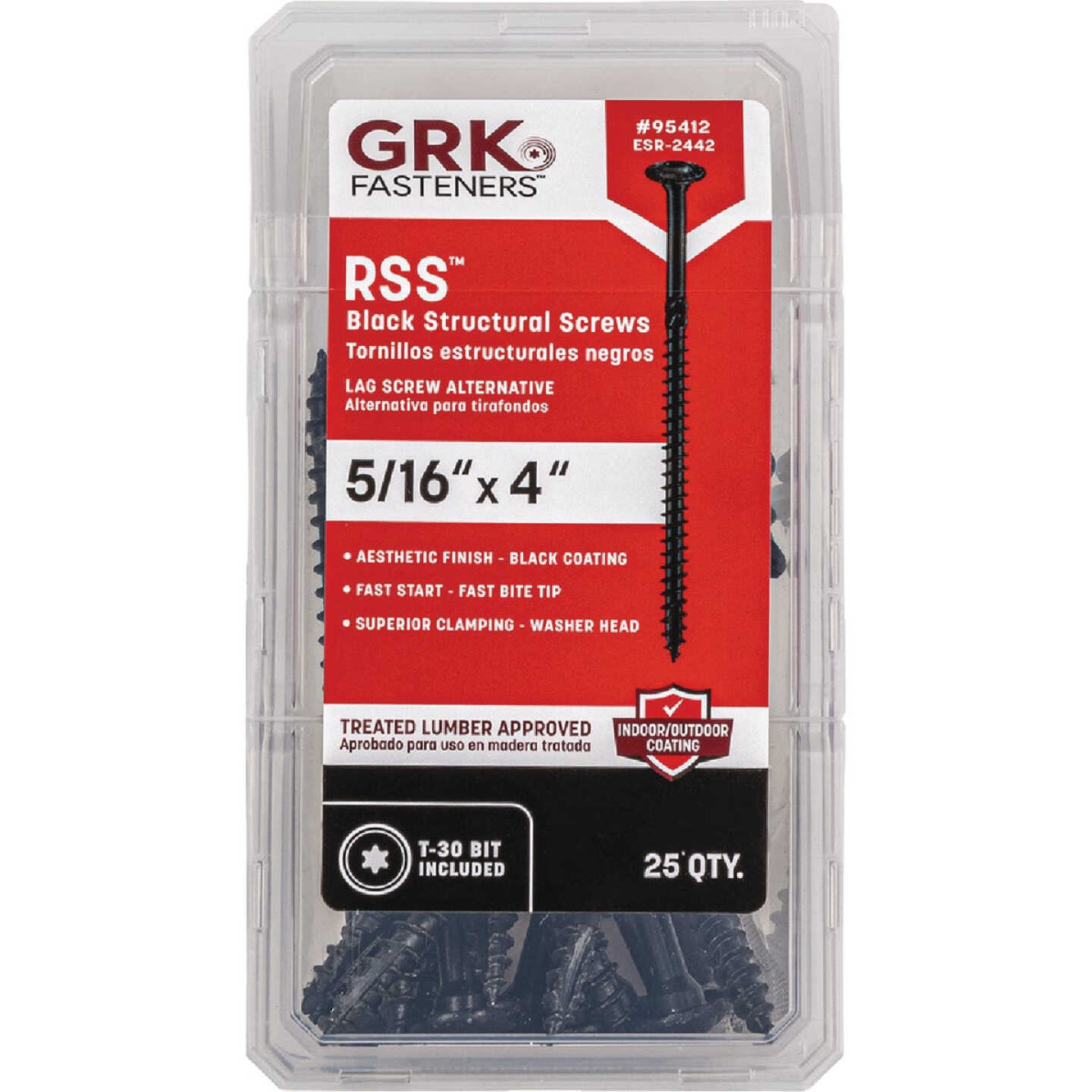 GRK RSS 5/16 In. x 4 In. Star Drive Washer-Head Black Structure Screw (25-Count) Image 2