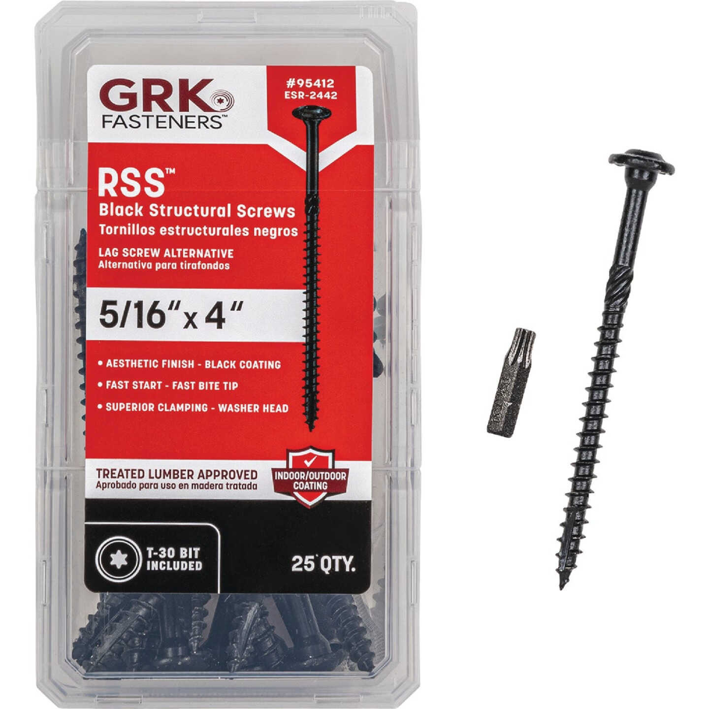 GRK RSS 5/16 In. x 4 In. Star Drive Washer-Head Black Structure Screw (25-Count) Image 1