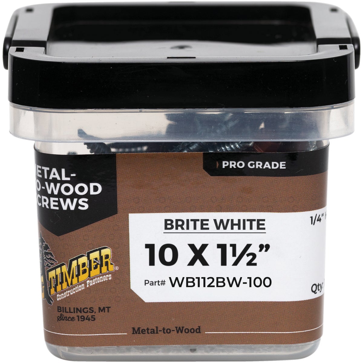 Big Timber #10 x 1-1/2 In. Hex Head Brite White Metal Roofing Screw (100-Count)