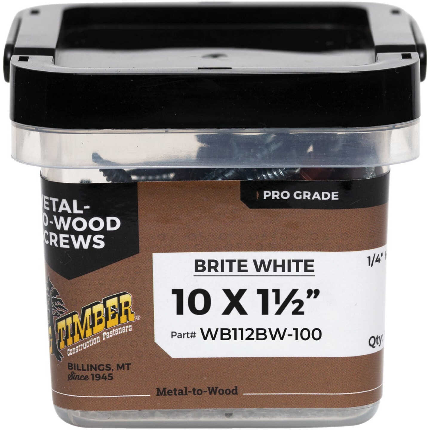 Big Timber #10 x 1-1/2 In. Hex Head Brite White Metal Roofing Screw (100-Count) Image 1