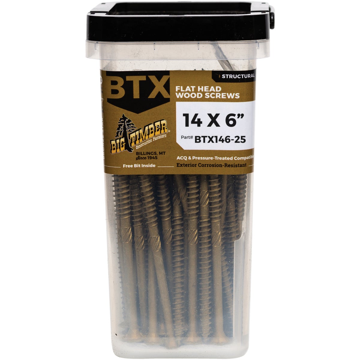 Big Timber #14 x 6 In. Bronze Star Drive Flat Head Wood Screw (25-Count) Image 1