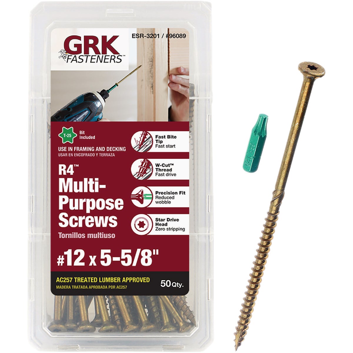 GRK R4 #12 x 5-5/8 In. Star Drive Multi-Purpose Wood Screw (50-Count)