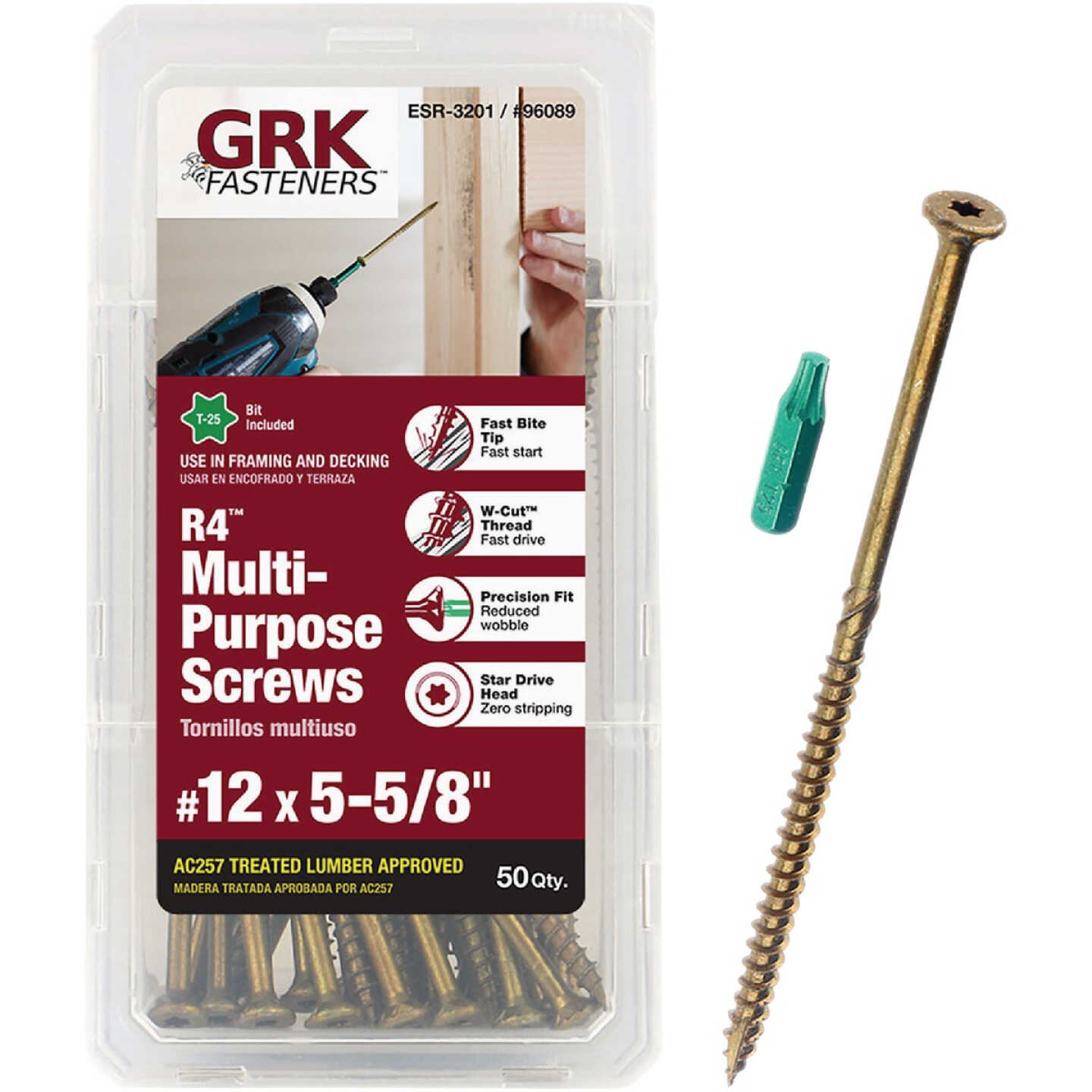 GRK R4 #12 x 5-5/8 In. Star Drive Multi-Purpose Wood Screw (50-Count) Image 1