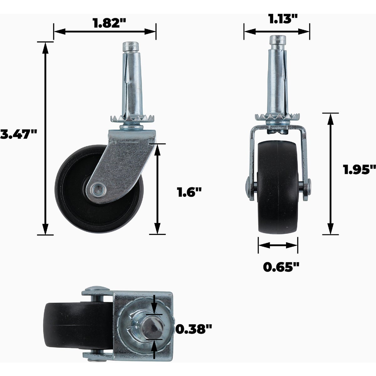 Super Sliders 1-5/8 In. Black Stem Caster (4-Pack) Image 2