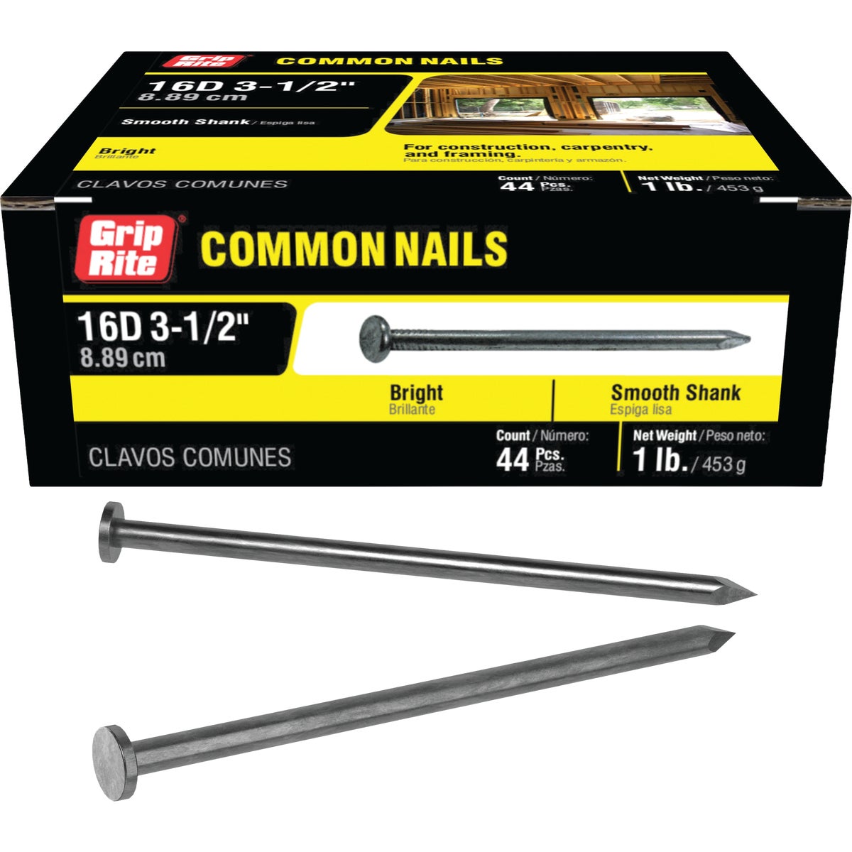 Grip-Rite 3-1/2 In. x 8 ga x 16d Bright Common Nails (47-Count)
