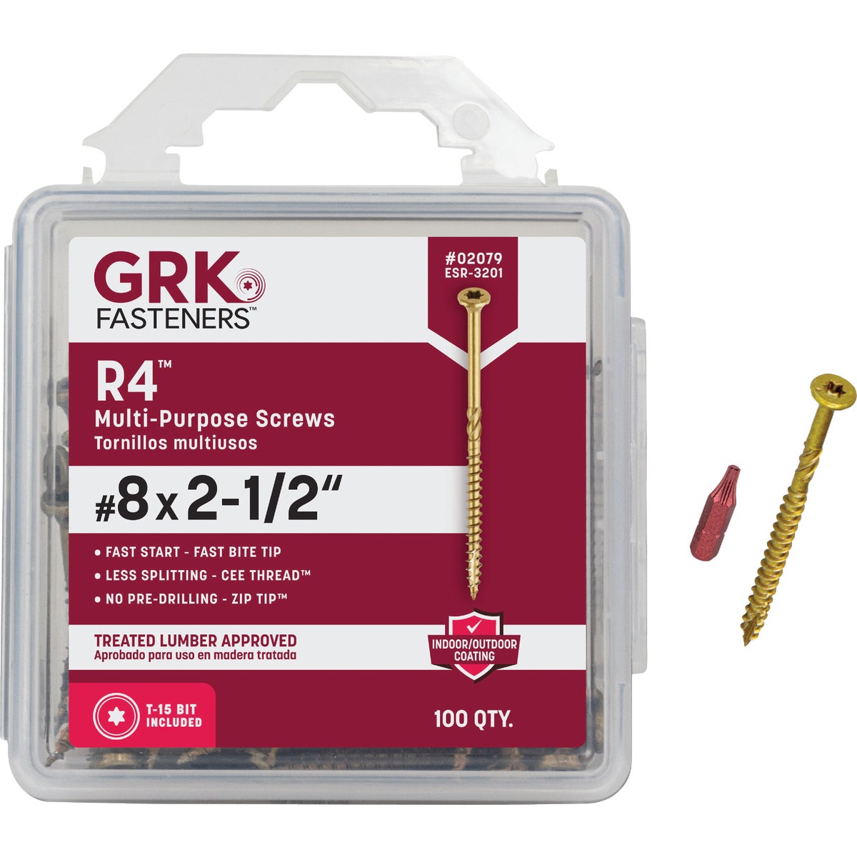 GRK R4 #8 x 2-1/2 In. Star Drive Multi-Purpose Wood Screw (100-Count)