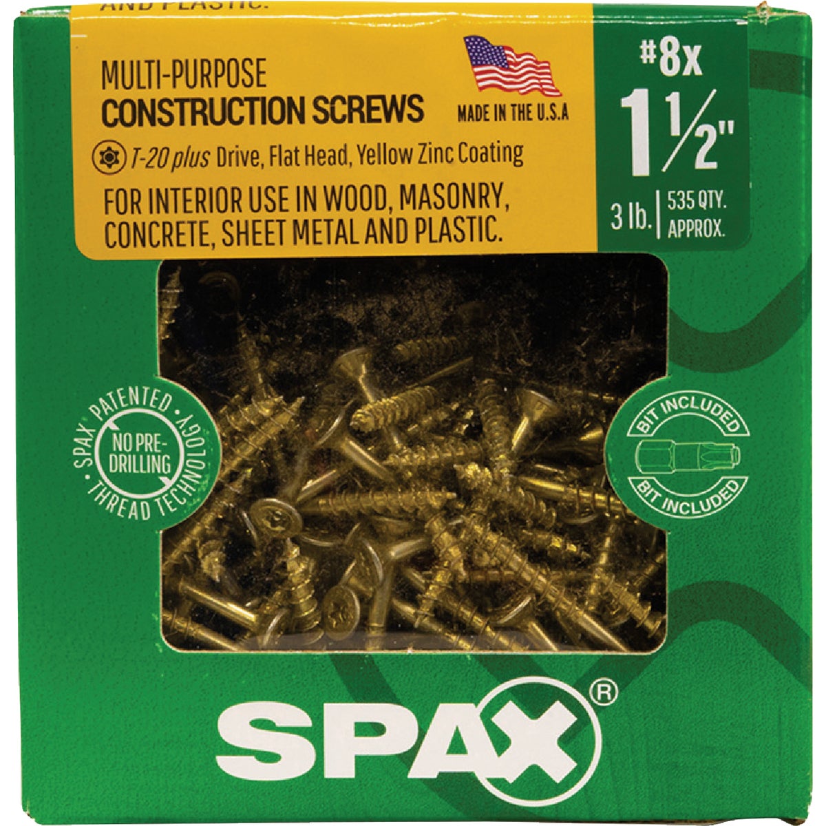 SPAX #8 x 1-1/2 In. T20 Plus Flat Head Yellow Zinc (Interior) Wood Screw (597-Count) Image 6