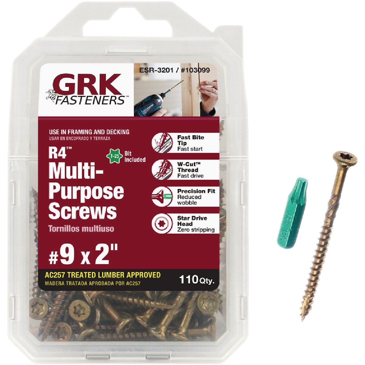 GRK R4 #9 x 2 In. Star Drive Multi-Purpose Wood Screw (110-Count)