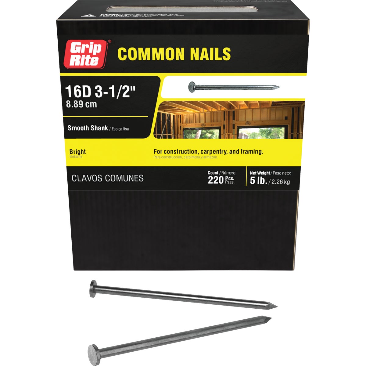 Grip-Rite 3-1/2 In. x 8 ga x 16d Bright Common Nails (235-Count)