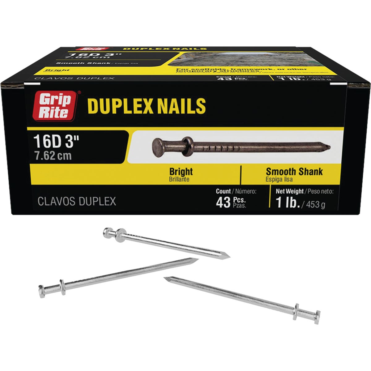 Grip-Rite 3 In. x 16d Bright Duplex Framing Nails (43-Count) Image 1