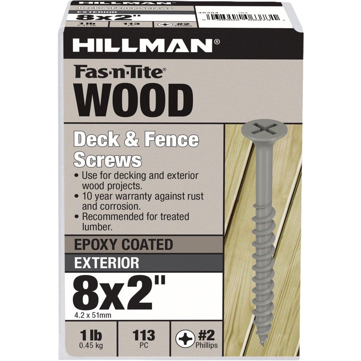 Hillman Fas-N-Tite #8 x 2 In. Exterior Coated Wood Screw (113-Count)