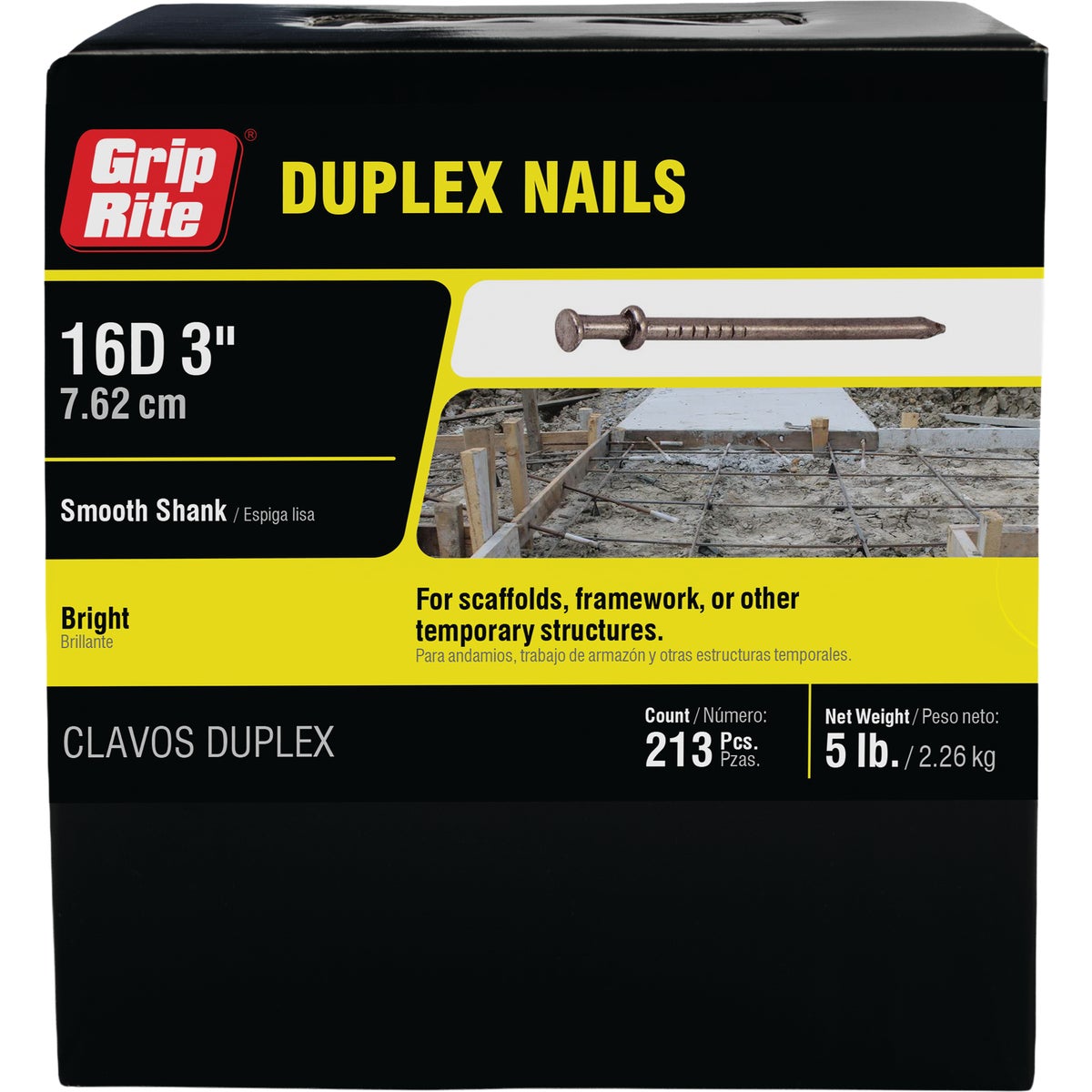 Grip-Rite 3 In. x 16d Bright Duplex Framing Nails (213-Count) Image 1