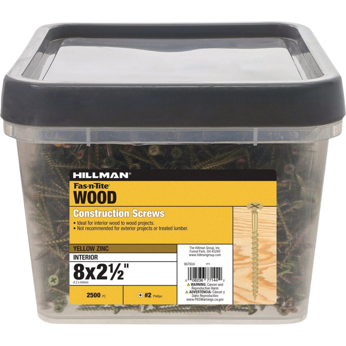 Hillman Fas-n-Tite #8 x 2-1/2 In. Phillips Bugle Head Interior Construction Wood Screw (2500-Count)