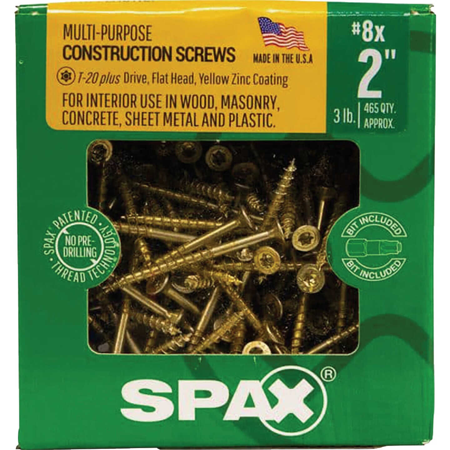 SPAX #8 x 2 In. T20 Plus Flat Head Yellow Zinc (Interior) Wood Screw (465-Count) Image 6