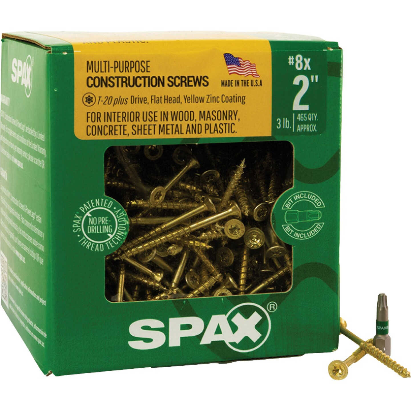 SPAX #8 x 2 In. T20 Plus Flat Head Yellow Zinc (Interior) Wood Screw (465-Count) Image 5