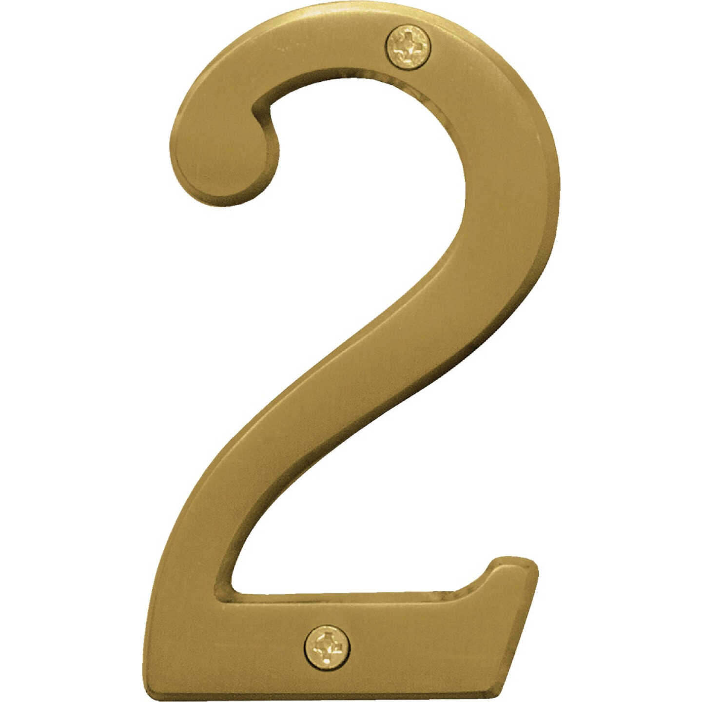 Hy-Ko 4 In. Brushed Brass Number 2 Image 1