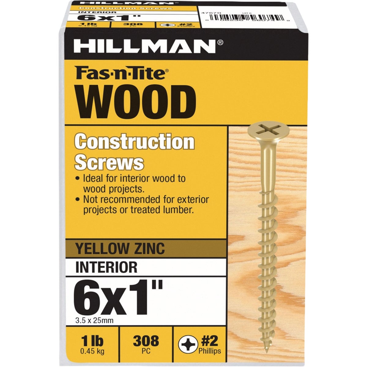 Hillman Fast-n-Tite #6 x 1 In. Bugle Head Phillips Interior Construction Wood Screw (308-Count)