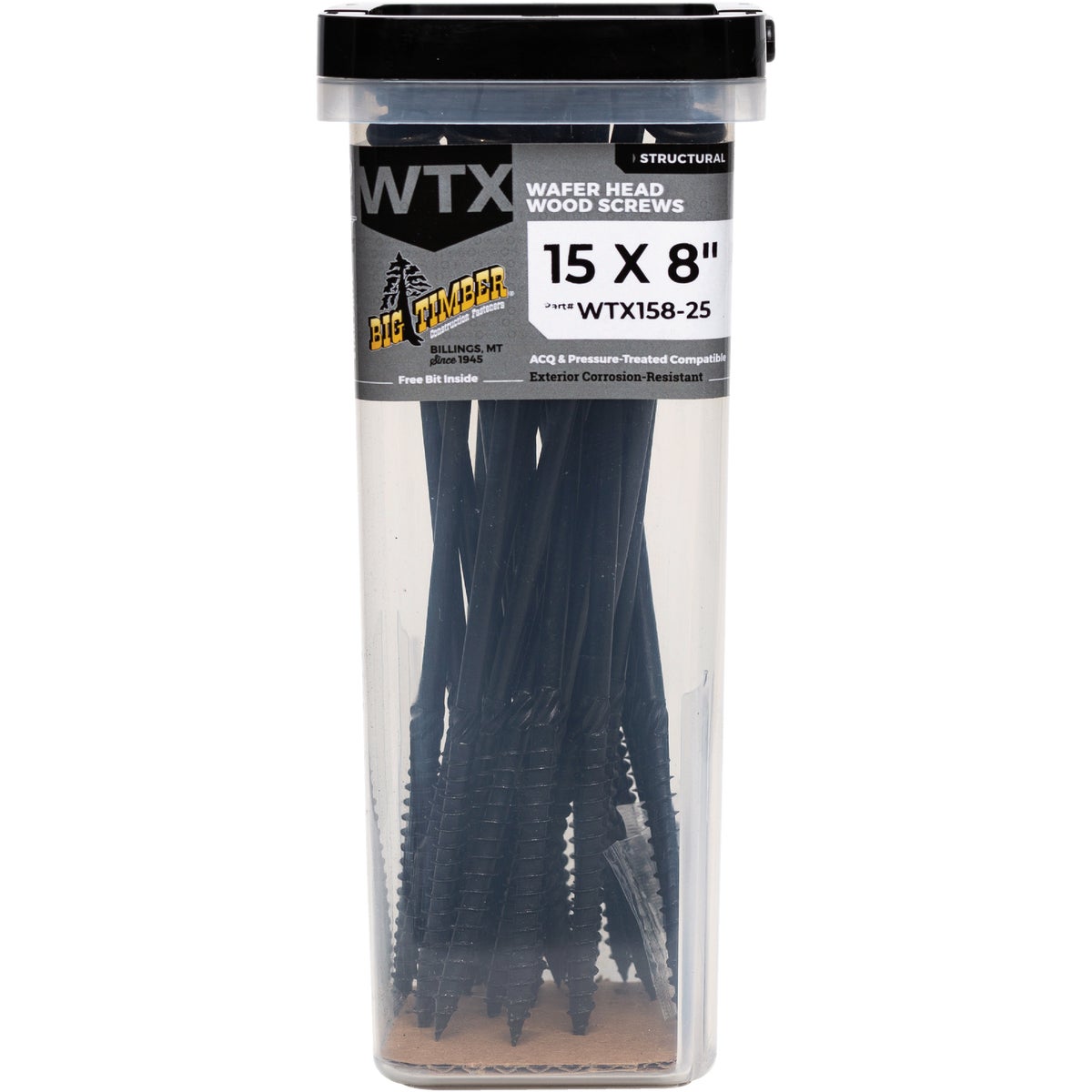 Big Timber #15 x 8 In. Wafer Head Black Wood Screw (25-Count)