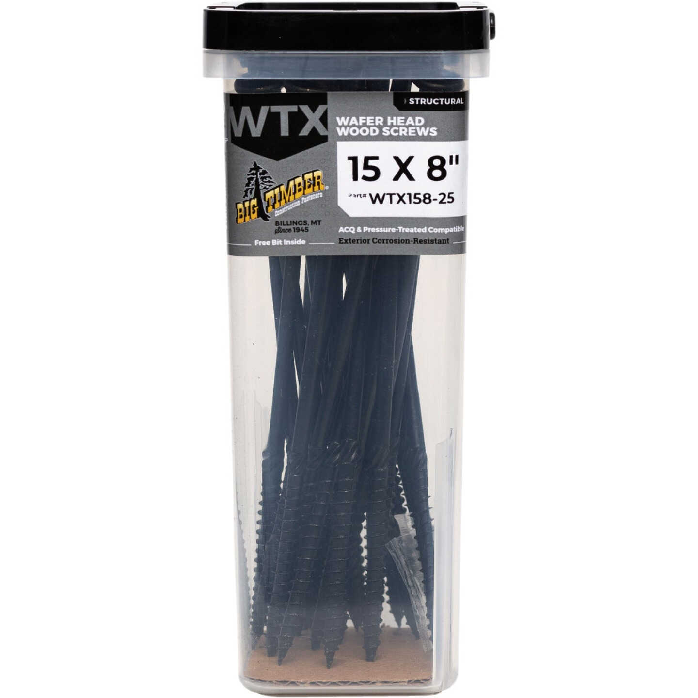 Big Timber #15 x 8 In. Wafer Head Black Wood Screw (25-Count) Image 1