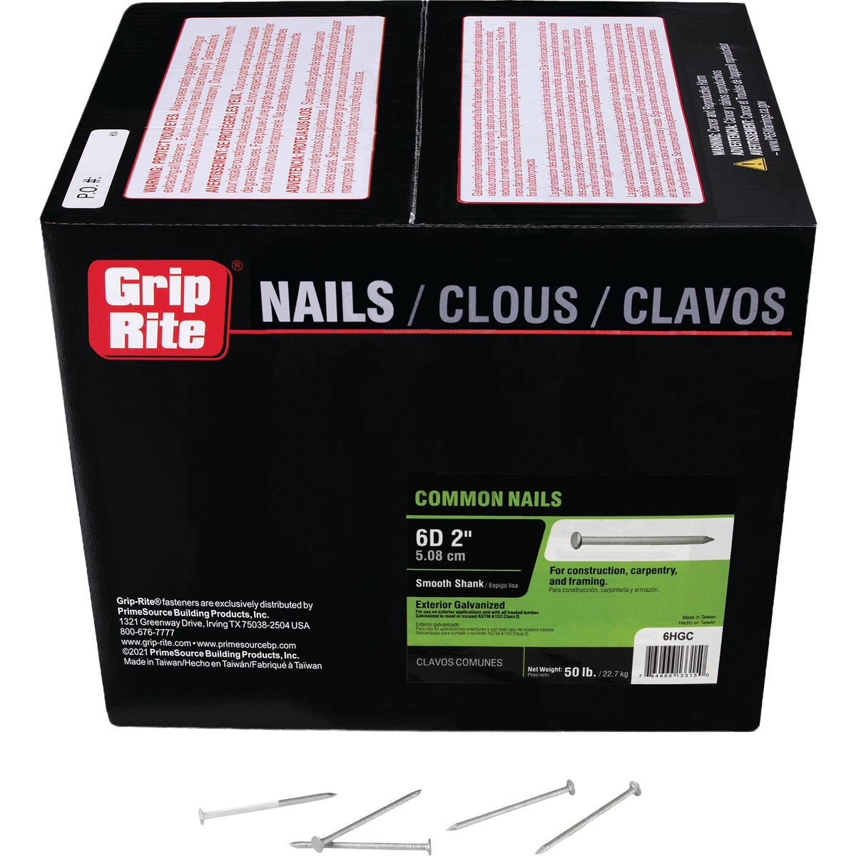Grip-Rite 2 In. 6d x 11.5 ga Smooth Shank Flat Head Hot-Dipped Galvanized Steel Common Nail (50 Lb.)