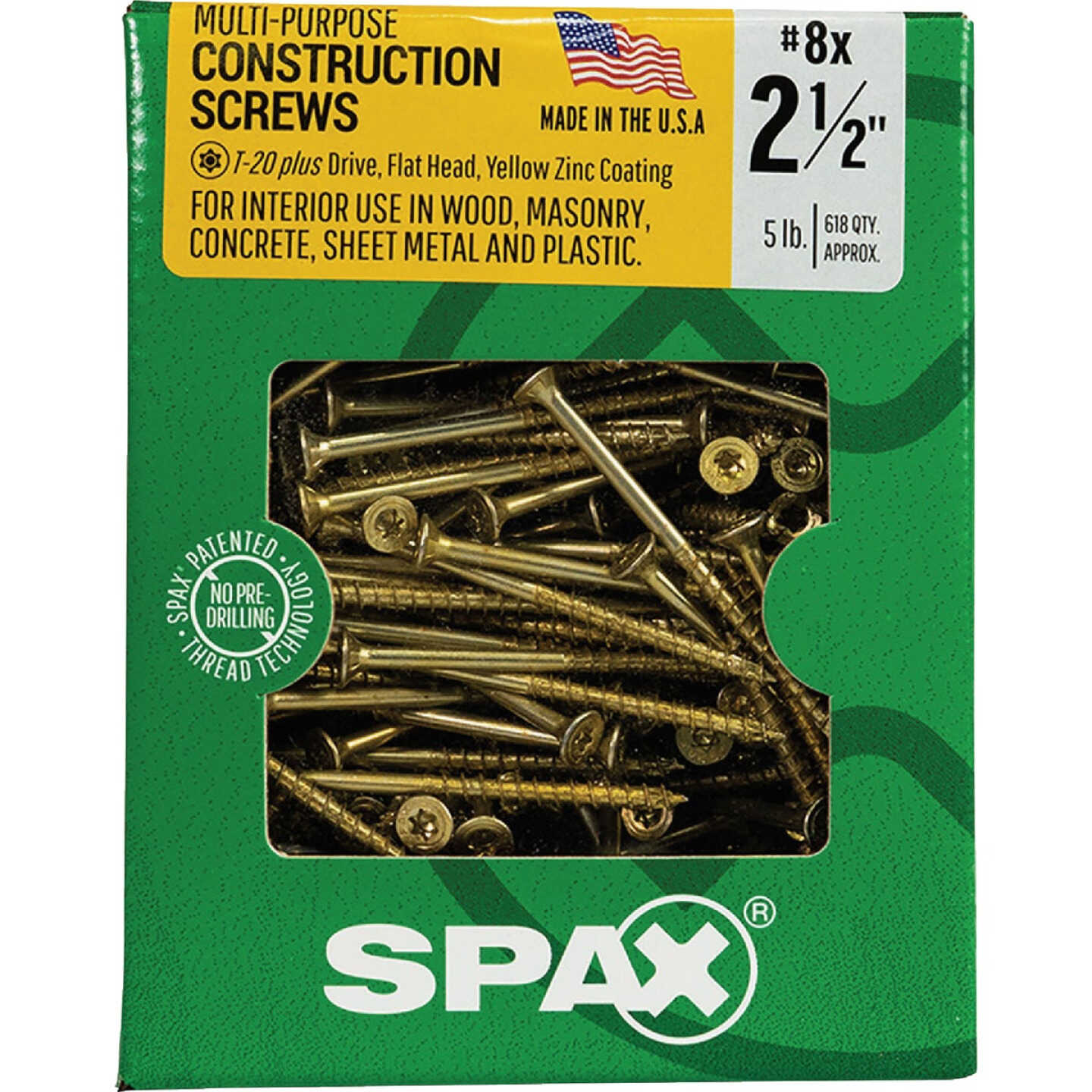 SPAX #8 x 2-1/2 In. T20 Plus Flat Head Yellow Zinc (Interior) Wood Screw (618-Count) Image 6