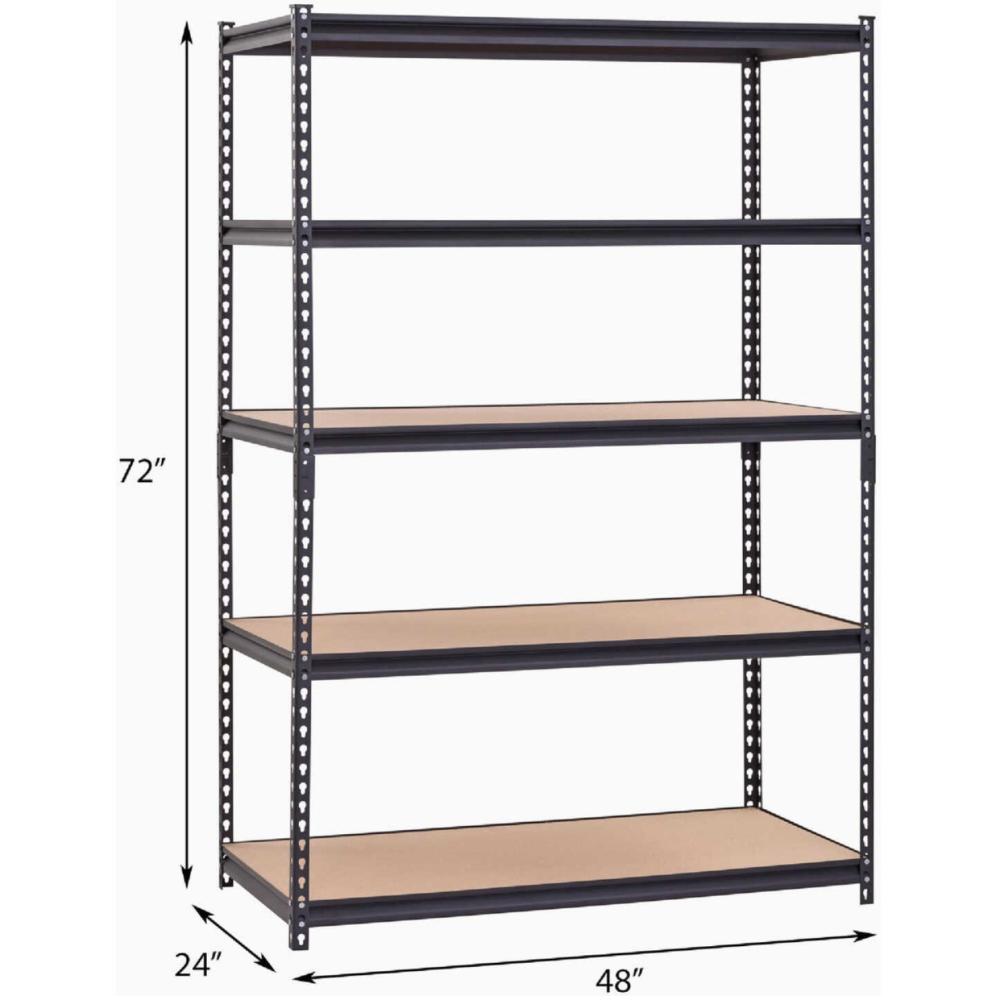 Muscle Rack 48 In. x 24 In. x 72 In. 5-Tier Black Shelving Unit Image 3