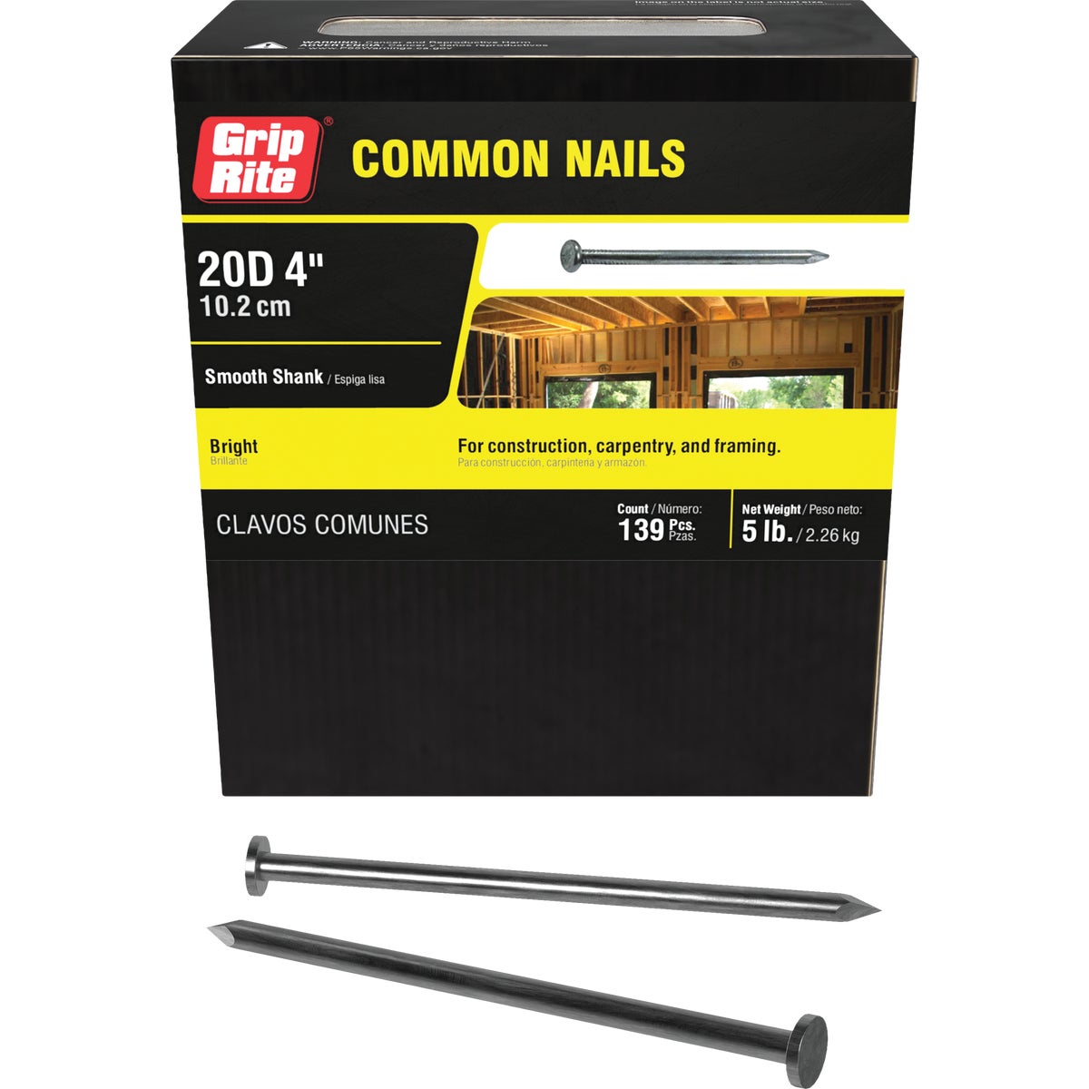 Grip-Rite 4 In. x 6 ga x 20d Bright Common Nails (145-Count) Image 1